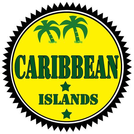 Label with text Caribbean Islandsのイラスト素材