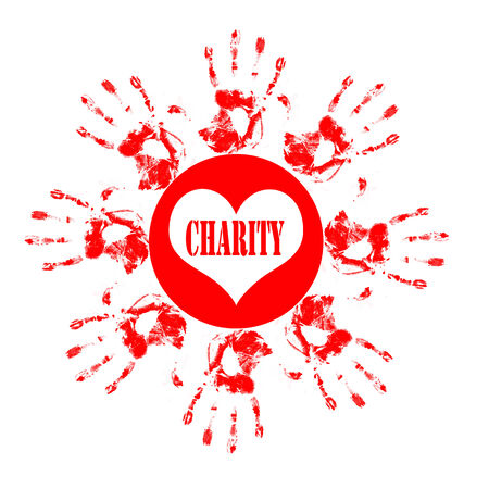 Abstract background with hand prints and text Charityのイラスト素材