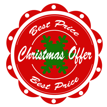 Red label with text Christmas Offer,vector illustrationのイラスト素材