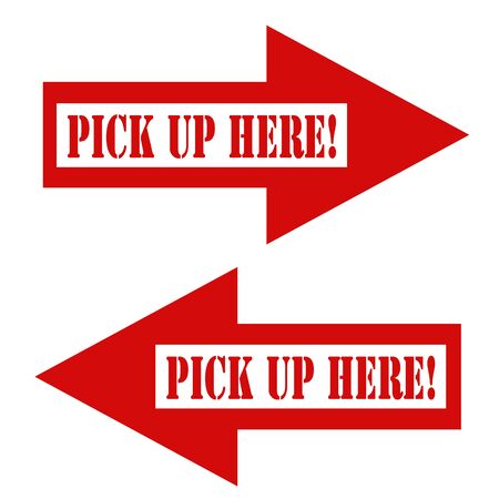 Set of red arrows with text Pick Up Here,vector illustrationのイラスト素材