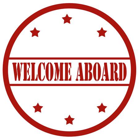 Red stamp with text Welcome Aboard,vector illustrationのイラスト素材