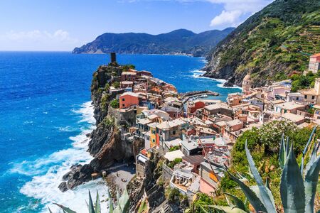 Vernazza, Cinque Terre . Lanscape of Vernazza in Cinque Terre, Italy.の写真素材