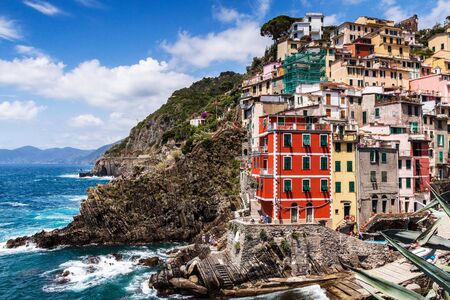 Cinque Terre, Riomaggiore. Fishing village in Cinque Terre National Park, Italy.の写真素材