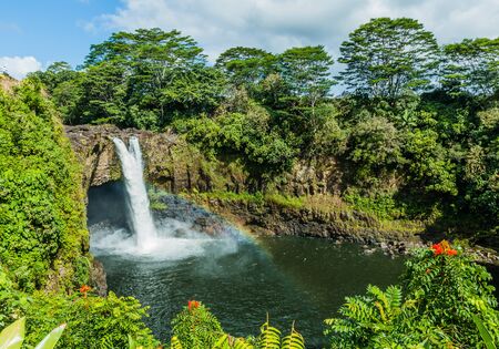 Hawaii, Rainbow Falls in Hilo. Wailuku River State Park.の写真素材