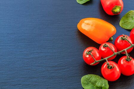 Fresh vegetables from above with negative space for text and graphics.の写真素材