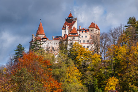 Brasov, Transylvania, Romania. The medieval Castle of Bran, known for the myth of Dracula.のeditorial素材