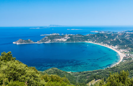 Corfu, Greece. Panoramic view of the Agios Georgios Bay.の写真素材