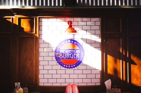 Buenos Aires, Argentina - September 4, 2018: Relatively empty bus stops and traffic jam in the main avenue of the argentinian capital.のeditorial素材