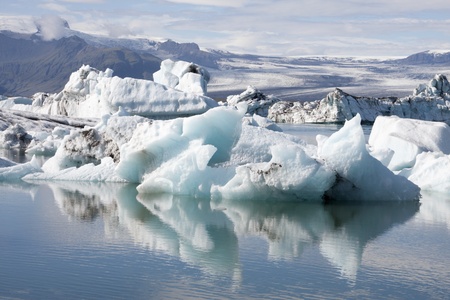 Floating icebergs in the glacial lake Jokulsarlon in Iceland