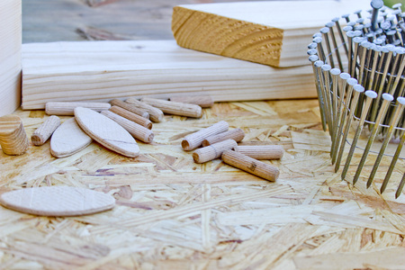 dowels, inserts and nails for wood productsの写真素材