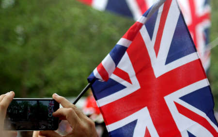 Abstract Union Jack Scene Londonの写真素材