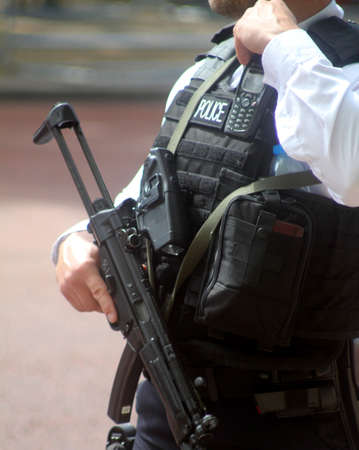 British Armed Police Officer London Englandのeditorial素材