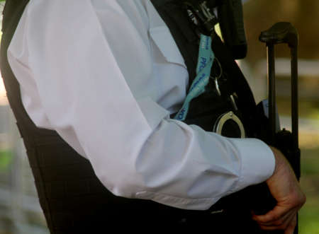 British Armed Police Officer London Englandの写真素材