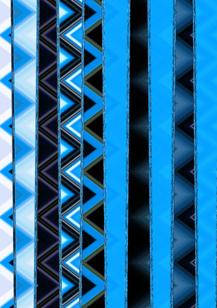 Seamless abstract pattern of geometric shapes in blue and black tonesの写真素材