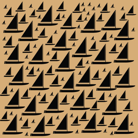 Seamless pattern with sailboats on a beige background.の写真素材