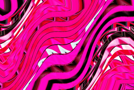 3d illustration of abstract geometric composition with wavy lines and glossy surfaceの写真素材