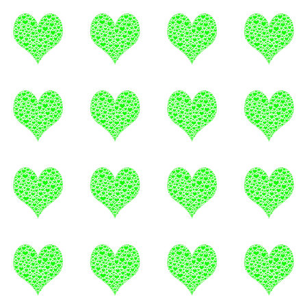 Green hearts on white background. Seamless pattern. Vector illustration.の写真素材