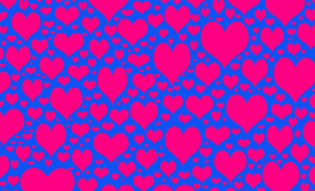 Seamless pattern of hearts on a blue background illustration.