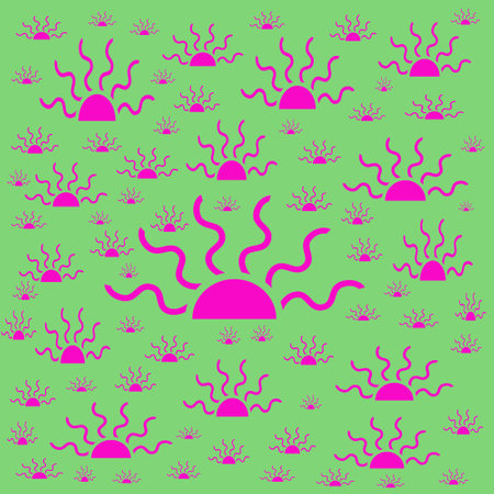 Seamless pattern with corals and algae on a green backgroundの写真素材