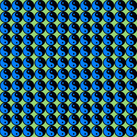 Seamless pattern with yin and Yang on a dark blue background.の写真素材