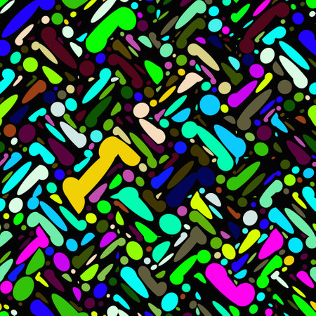 Seamless pattern of abstract shapes on a black background. illustration.の写真素材
