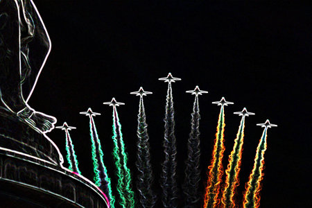 Fly past over London England .
