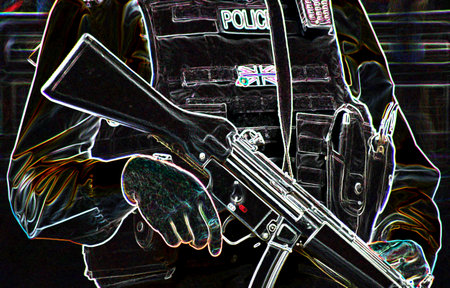British armed police officer London England
