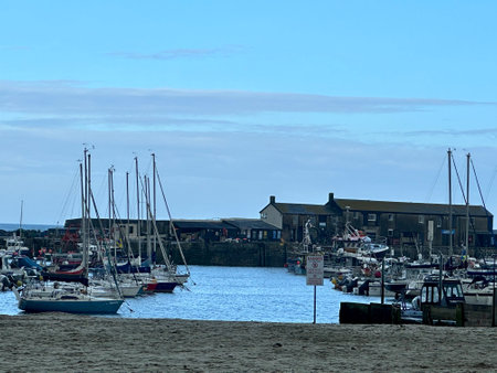 Boats and yachts in Lyme Regis Dorset Englandの写真素材
