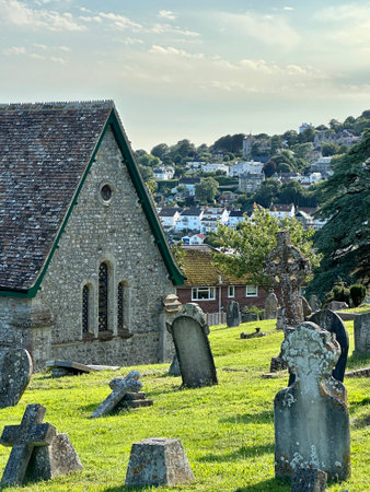 Old cemetery in Lyme Regis Dorset Englandの写真素材