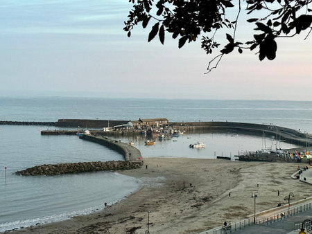 A view of the Cobb Lyme Regis Dorset Englandの写真素材