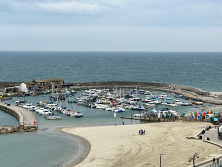 View of the harbour of Lyme Regis Dorset England
