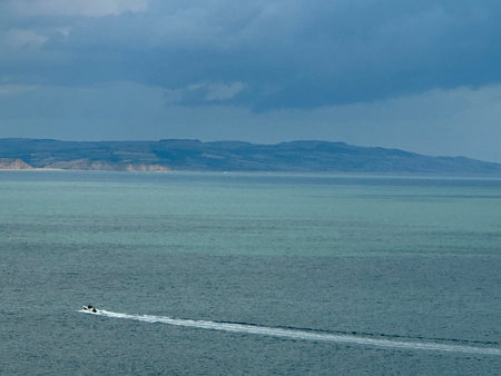 View of the Black Sea from the ship on a cloudy day.の写真素材