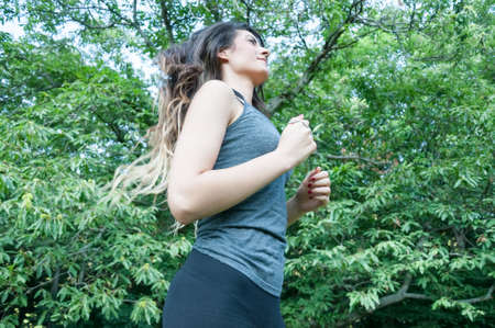 beautiful girl running on park of Camaldoli