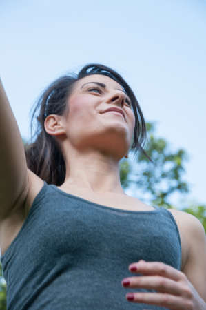 beautiful smile of athlete on camaldoli parkの写真素材