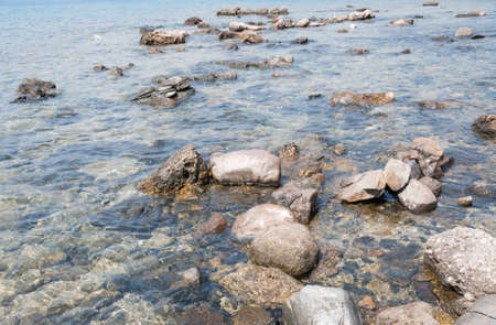 beautiful clean sea with rocks, in turkeyの写真素材