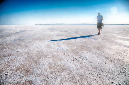 tourist walk in salt lake in Turkey: tuz goluの写真素材