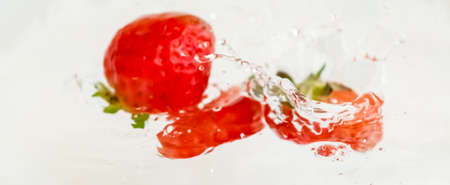 beautiful macro of strawberry splash