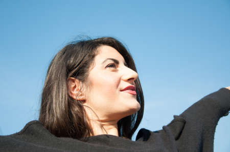 girl that look in a sunny dayの写真素材