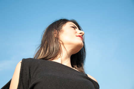 girl that look in a sunny dayの写真素材