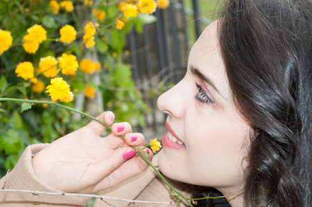 beautiful florist girl with his flower at work