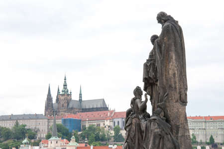 beautiful perspective of old Prague from charles bridge