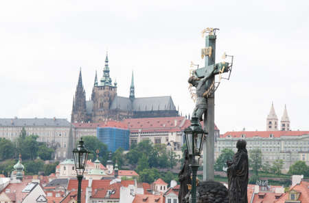 beautiful perspective of old Prague from charles bridgeのeditorial素材