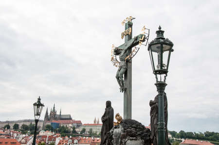 beautiful perspective of old Prague from charles bridgeのeditorial素材