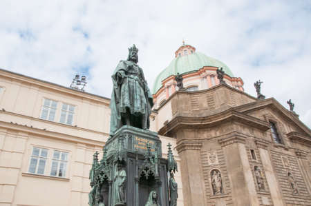 beautiful perspective of an historic statue in Pragueのeditorial素材