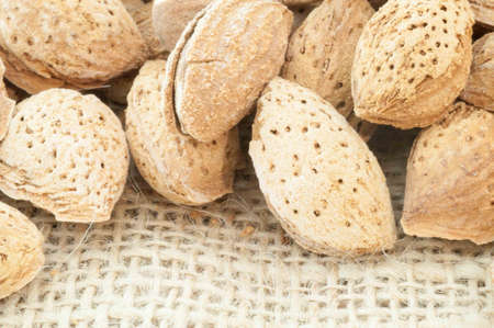 macro background of almonds nutsの写真素材