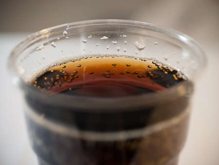 macro natural glass of cokeの写真素材