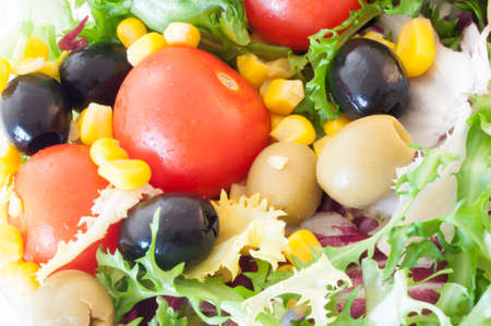 macro background of fresh mediterranean saladの写真素材