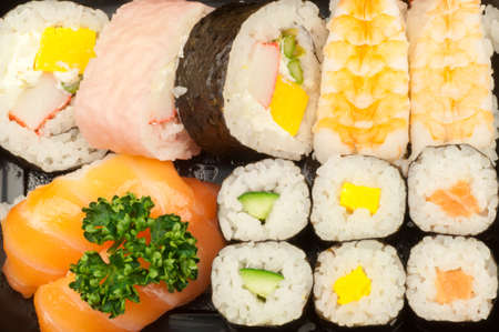 wonderful details of a delicious sushiの写真素材