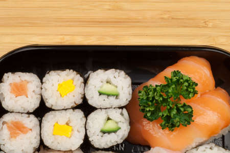wonderful details of a delicious sushiの写真素材