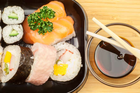 wonderful details of a delicious sushiの写真素材